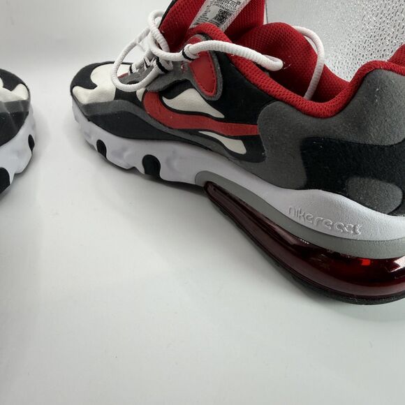 Nike Air Max 270 React GS Shoes Kids Size 7 Gray Red Black Cushioned BQ0103-011 - Picture 12 of 13